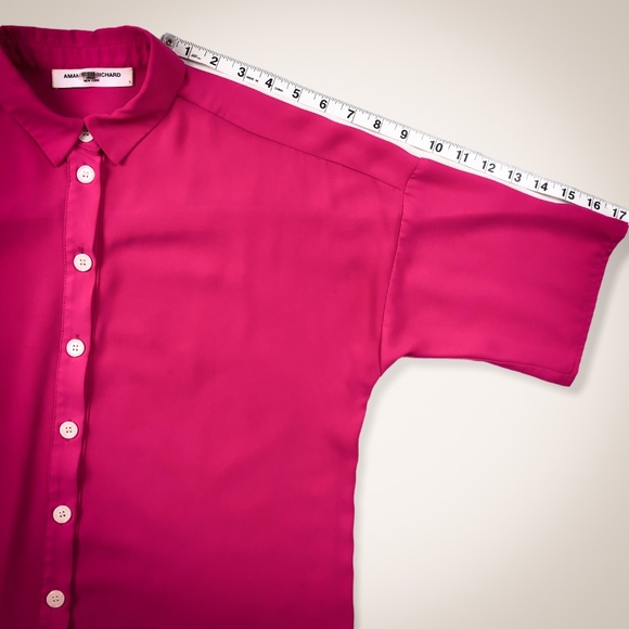 Amanda Uprichard Hot Pink Calton Button-down Top - Picture 7 of 10